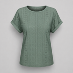 Bella Freizeitshirt | Lochstickerei Baumwoll-Top mit Ärmeln