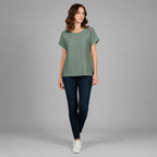 Bella Freizeitshirt | Lochstickerei Baumwoll-Top mit Ärmeln