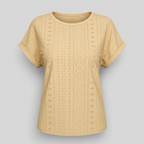Bella Freizeitshirt | Lochstickerei Baumwoll-Top mit Ärmeln
