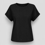 Bella Freizeitshirt | Lochstickerei Baumwoll-Top mit Ärmeln