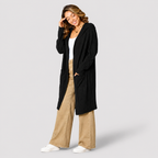 Damen Strickjacke mit Kapuze | Lang & Gemütlich Geschnitten