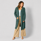 Damen Strickjacke mit Kapuze | Lang & Gemütlich Geschnitten