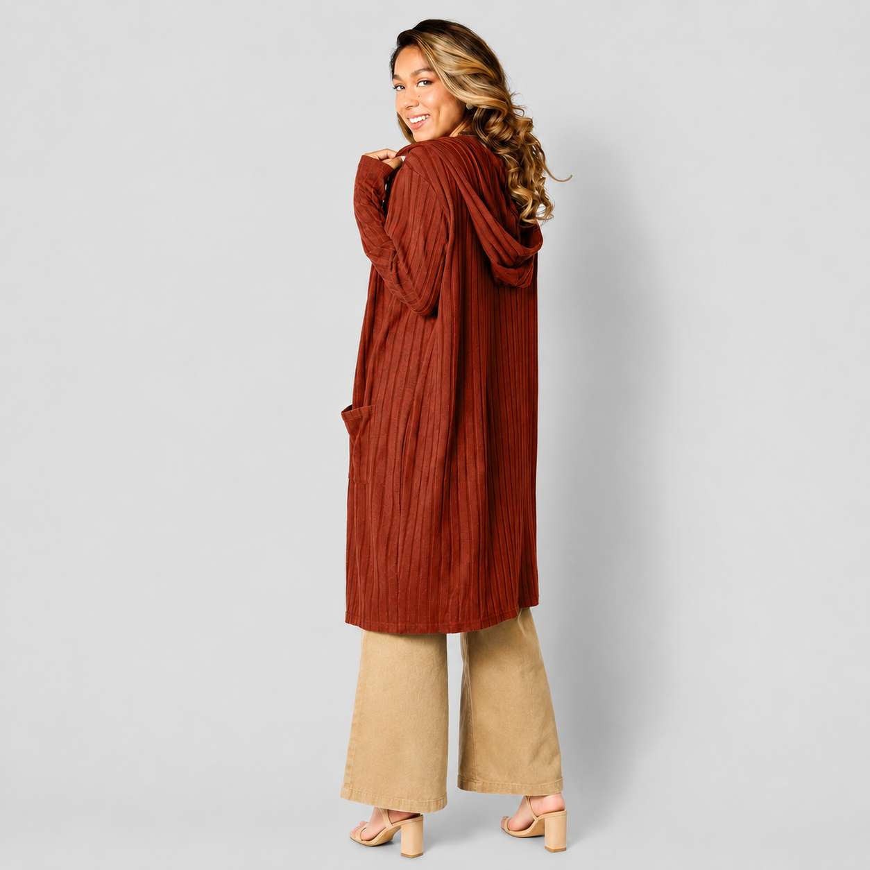 Damen Strickjacke mit Kapuze | Lang & Gemütlich Geschnitten