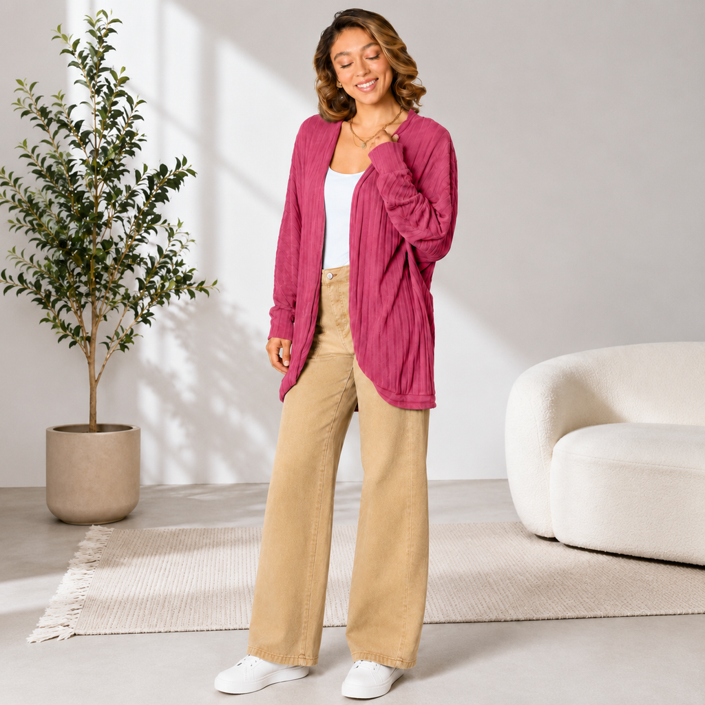 Damen Strickjacke mit offener Front | Leicht & Locker Geschnitten