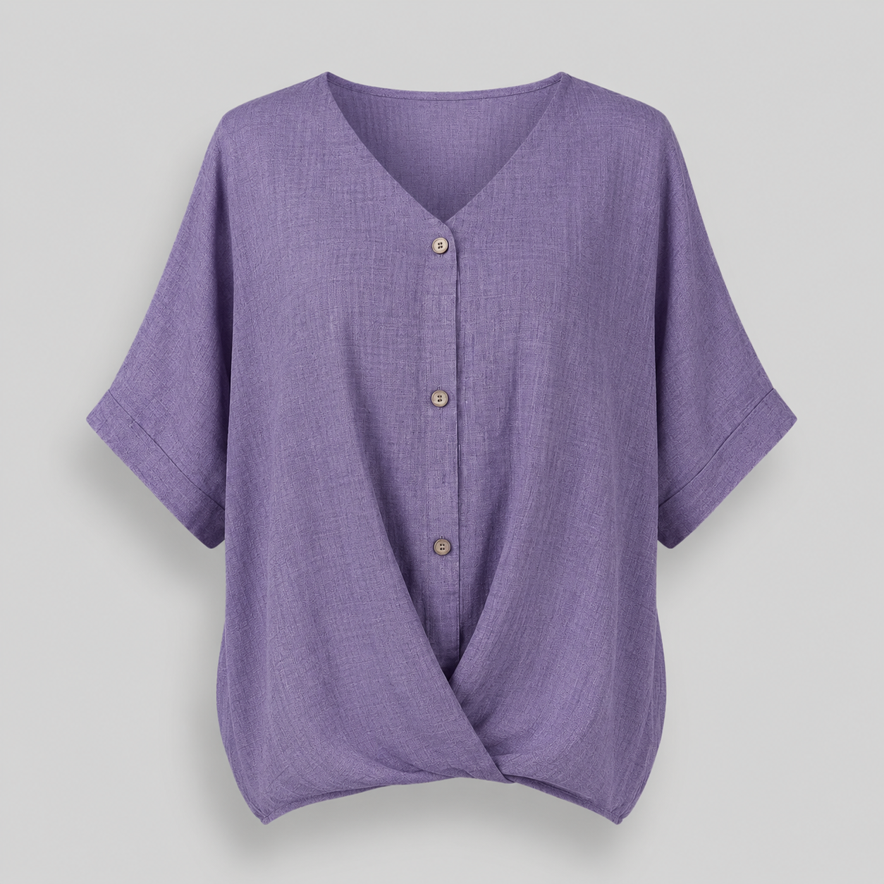 Damen Twist-Bluse mit V-Ausschnitt | Strukturierter Leinen-Look