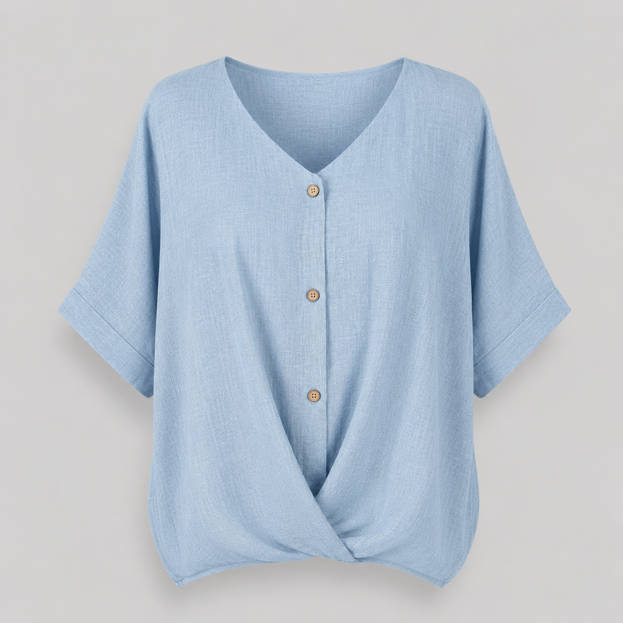 Damen Twist-Bluse mit V-Ausschnitt | Strukturierter Leinen-Look