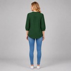 Damen Strukturierte Bluse | V-Ausschnitt & 3/4 Ballonärmel