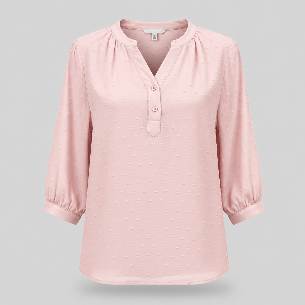 Damen Strukturierte Bluse | V-Ausschnitt & 3/4 Ballonärmel