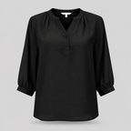 Damen Strukturierte Bluse | V-Ausschnitt & 3/4 Ballonärmel
