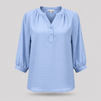 Damen Strukturierte Bluse | V-Ausschnitt & 3/4 Ballonärmel