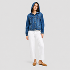 Damen Jeansjacke mit Kapuze | Klassischer Schnitt & Kordelzug