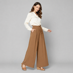 Damen Palazzo-Hose | Paperbag-Bund & Falten-Details