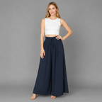 Damen Palazzo-Hose | Paperbag-Bund & Falten-Details