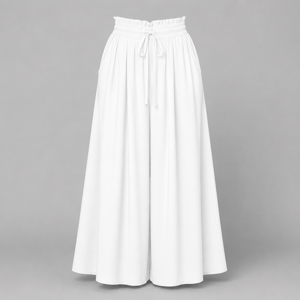 Damen Palazzo-Hose | Paperbag-Bund & Falten-Details
