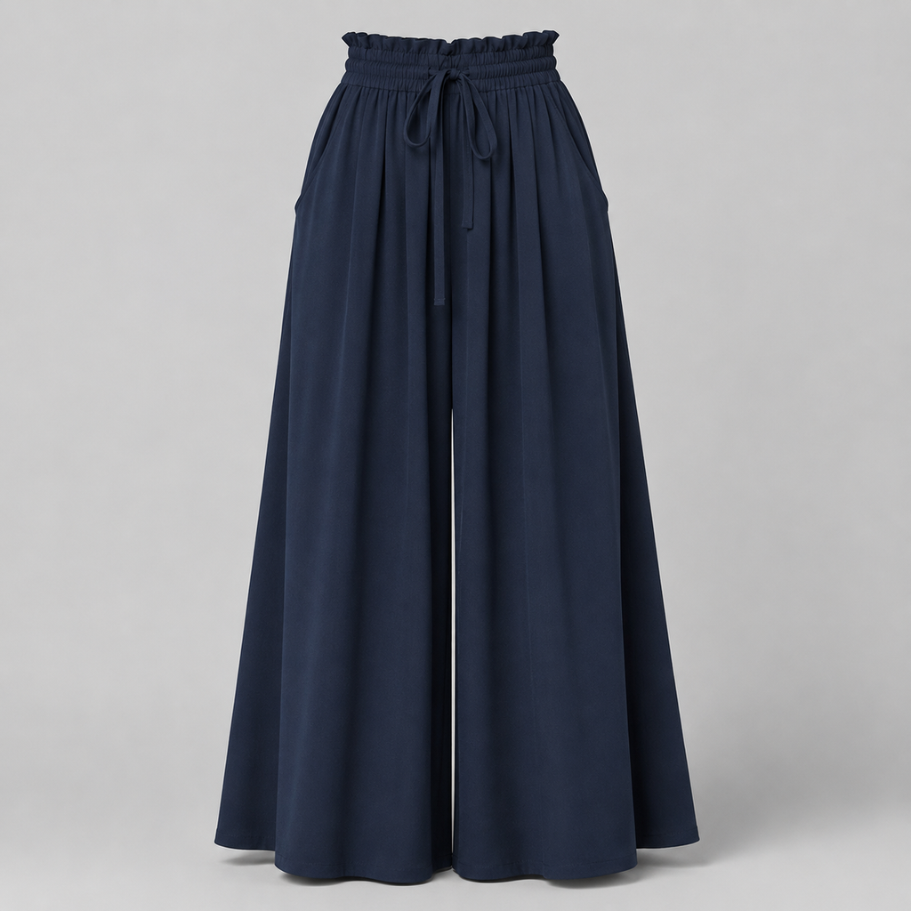 Damen Palazzo-Hose | Paperbag-Bund & Falten-Details
