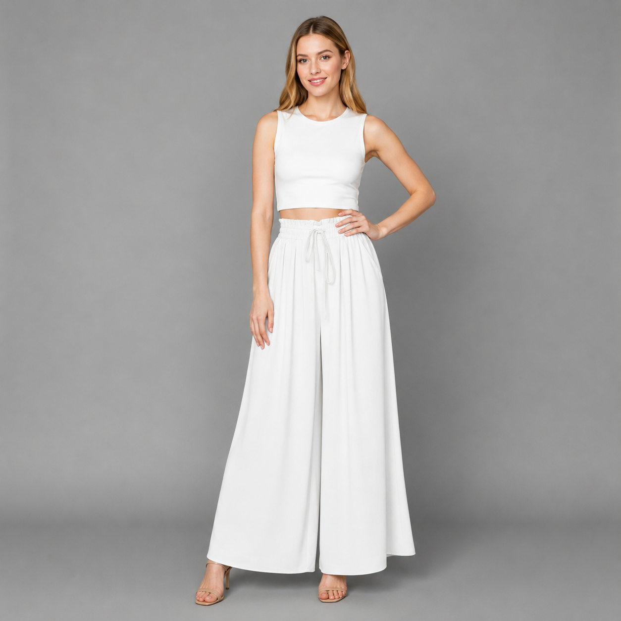 Damen Palazzo-Hose | Paperbag-Bund & Falten-Details