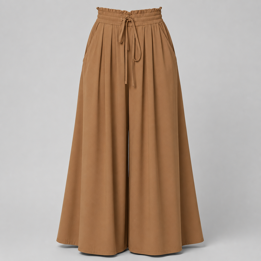 Damen Palazzo-Hose | Paperbag-Bund & Falten-Details