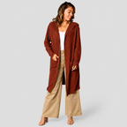 Damen Strickjacke mit Kapuze | Lang & Gemütlich Geschnitten