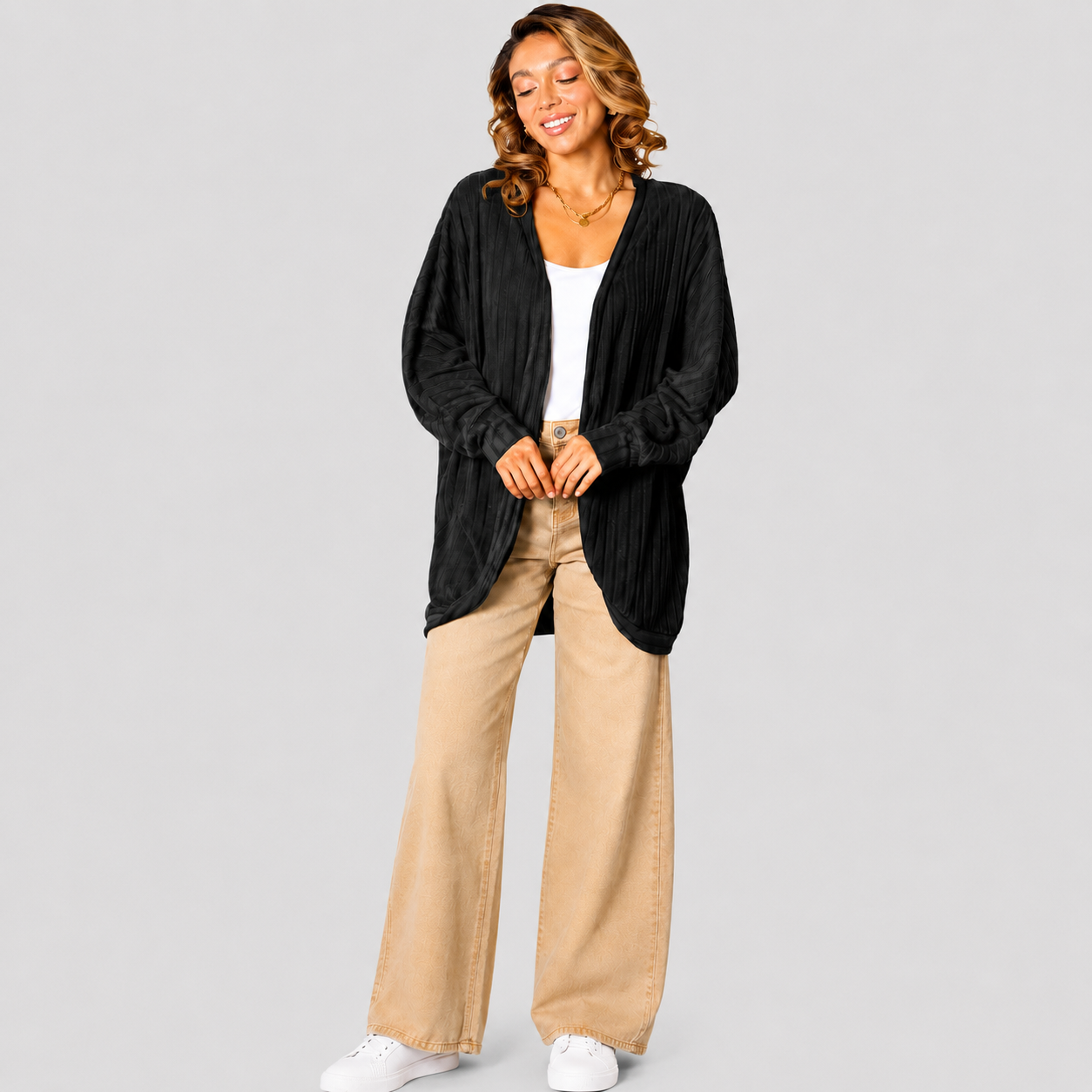 Damen Strickjacke mit offener Front | Leicht & Locker Geschnitten