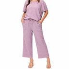 Damen Strukturiertes Zweiteiler-Set | Top & Weite Hose