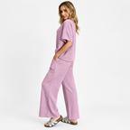 Damen Strukturiertes Zweiteiler-Set | Top & Weite Hose