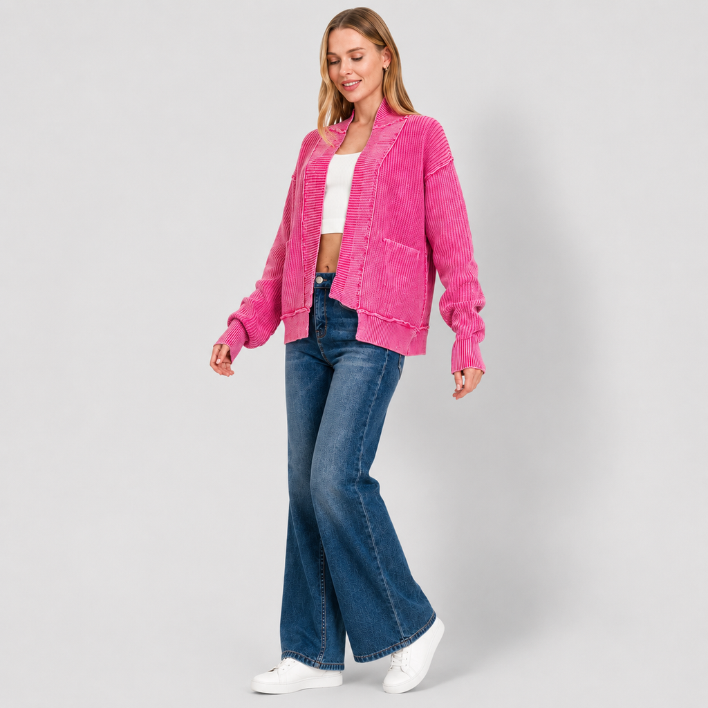 Damen Strickjacke mit Knopfleiste | Weich & Locker Geschnitten